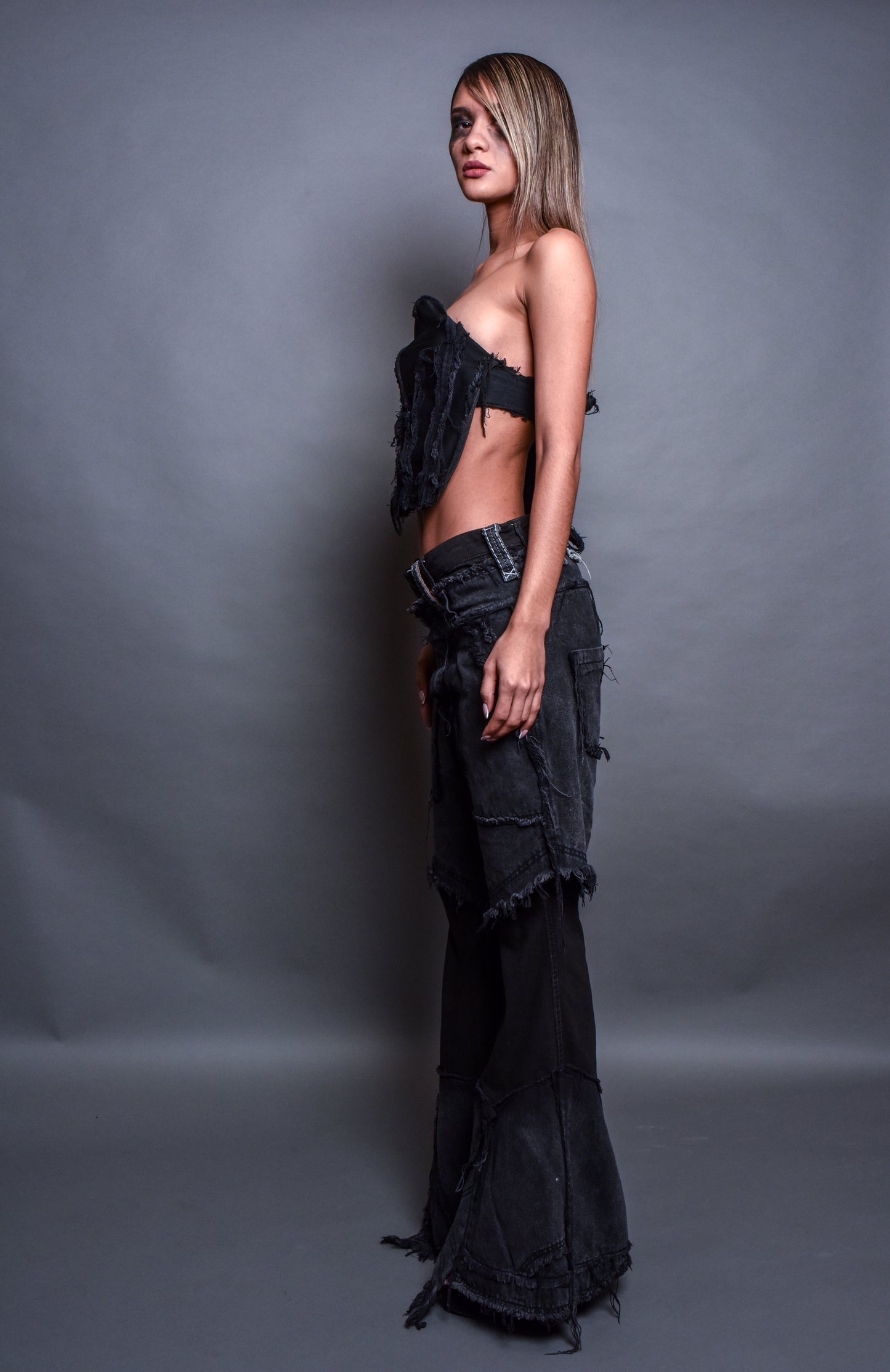“Ruin Drape” Denim Durag/Top