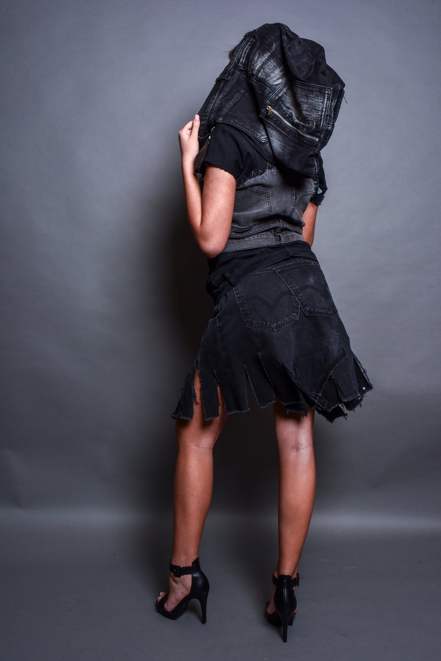 “Frayline” Denim Wrap Skirt