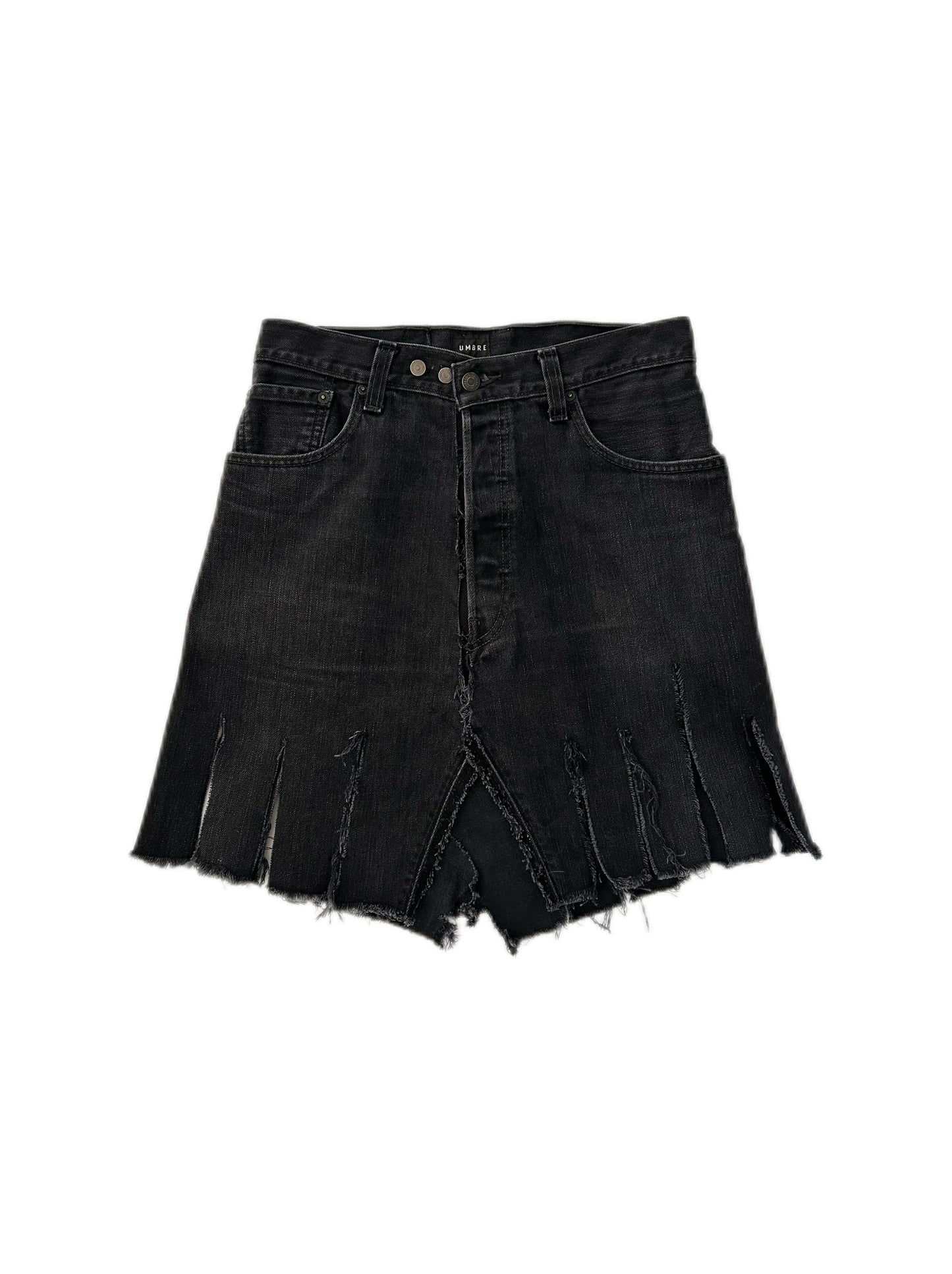 “Frayline” Denim Wrap Skirt